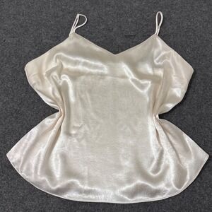 Nine West Ivory Champagne Satin V-Neck Camisole Top XL Shimmer dainty elegant v3